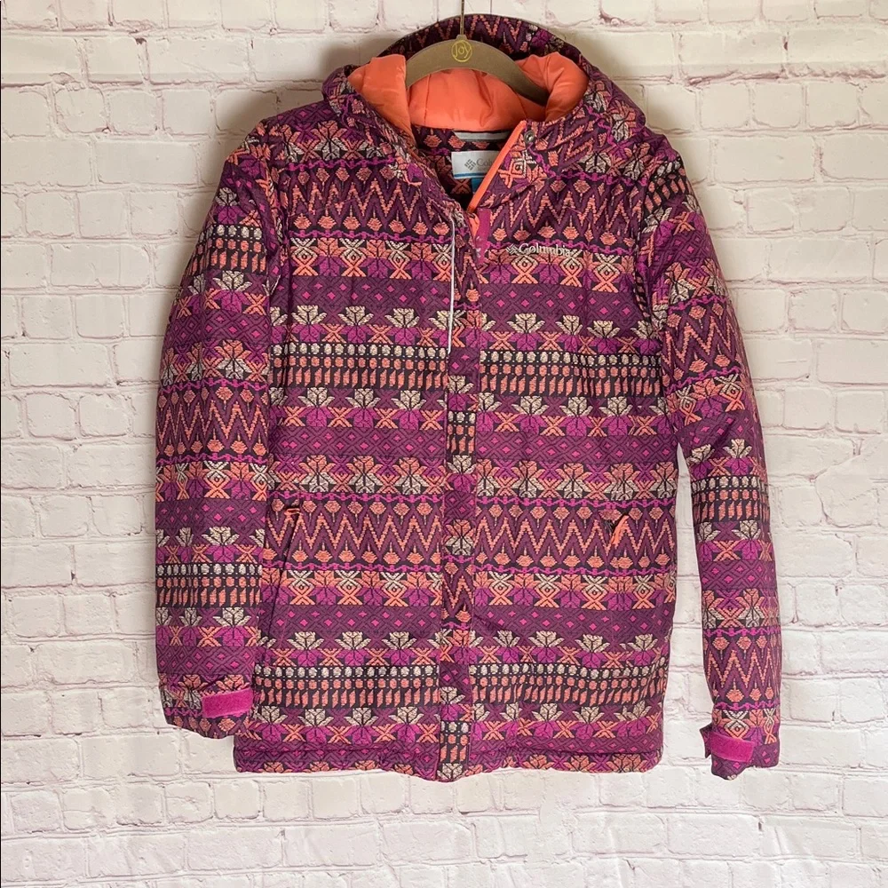 Columbia Kids Girls  Patterned Winter Ski Jacket - Coat Size‎ Large